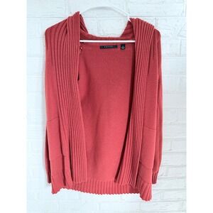 Cyrus Women Hooded Open Front Cardigan Sweater Coral‎ Red Size S